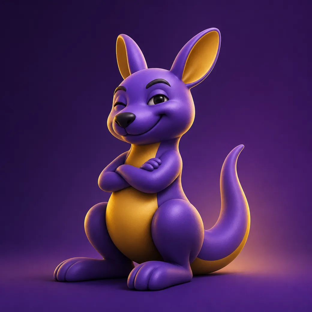 3D stylized Roobet Casino mascot on soft gradient background with rim lighting